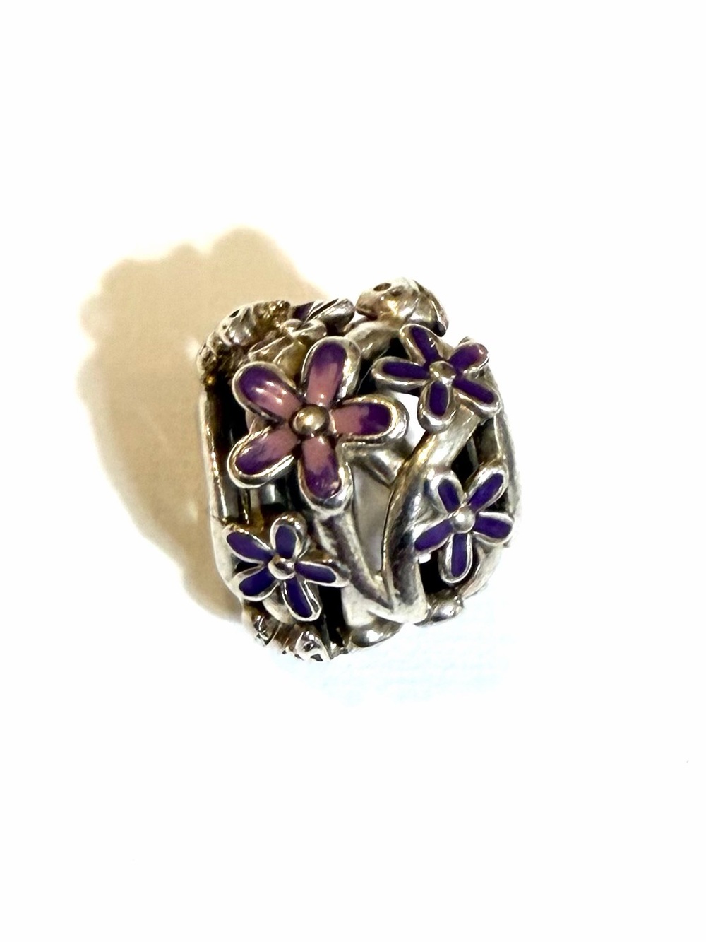Pandora Sterling Silver Purple Flower Charm